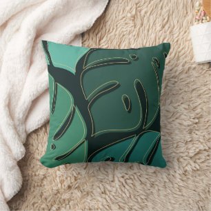 Green giant monstera leaves design throw pillow