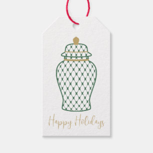 Green Ginger Jar, Chinoiserie Christmas Gift Tags
