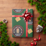 Green Gingerbread Cookie Chalkboard Script Name Wrapping Paper<br><div class="desc">A cute gingerbread boy and girl pattern on dark grey chalkboard circles with gift box presents, all on a green background, will delightfully help decorate your gifts for Christmas. Feel the warmth and joy of the holiday season whenever you use this fun, simple, modern, custom name, holiday wrapping paper. Customize...</div>