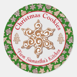 Green Gingerbread Homemade Christmas Cookies Classic Round Sticker