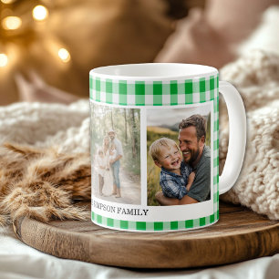 Green Gingham 3 Photo Coffee Mug