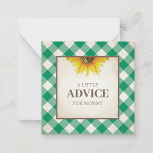 Green Gingham Advice For Mommy Shower Insert Card