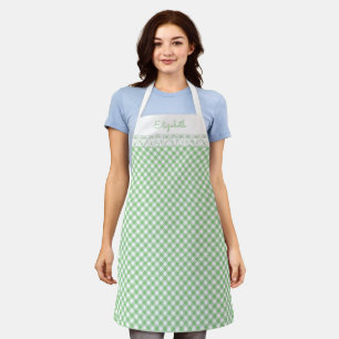 Green Gingham All-Over Print Apron