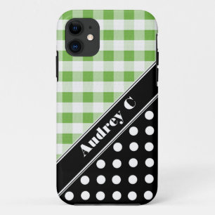 Green Gingham Black Polka Dot iPhone 5 Case