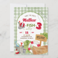 Green Gingham Boy Fishing Birthday