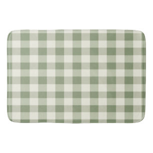Green Gingham Buffalo Check Plaid Bath Mat