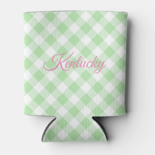 Green gingham can cooler