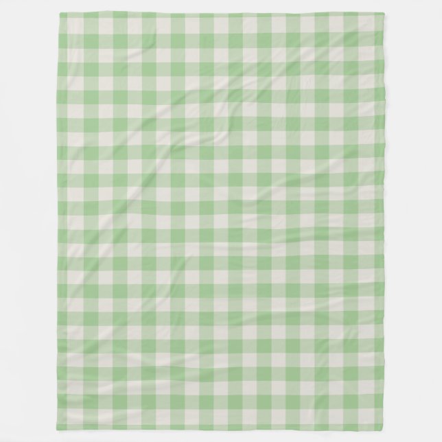 Green Gingham Check Pattern Fleece Blanket (Front)