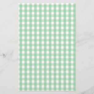 Green Gingham Check Pattern Stationery