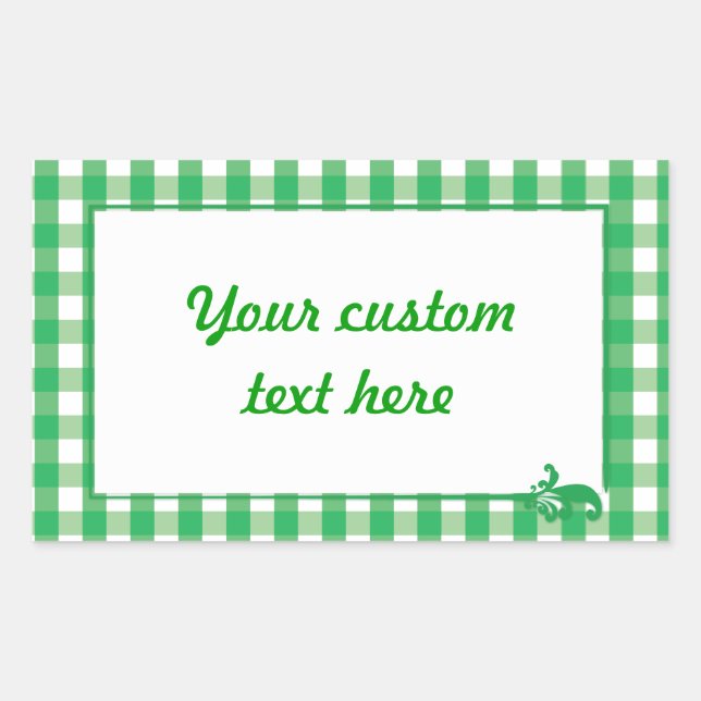 Green Gingham Check Pattern Sticker (Front)
