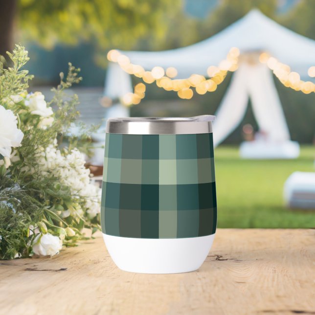 Green Gingham Check Plaid Design  (Wedding)
