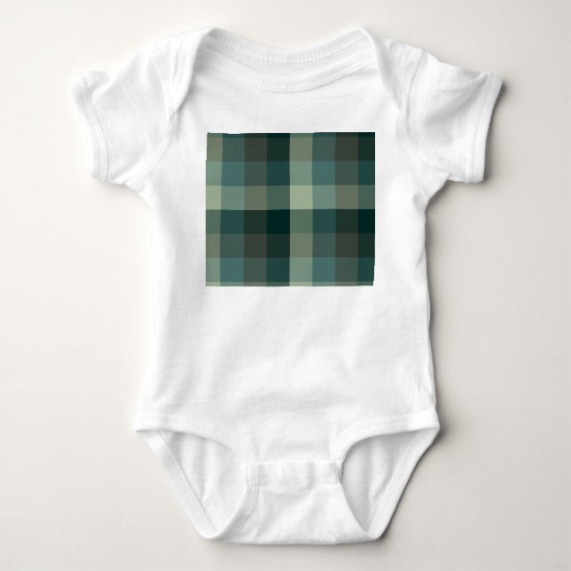 Green Gingham Check Plaid Design  Baby Bodysuit (Front)