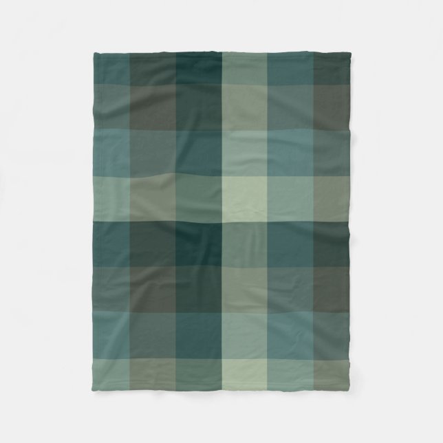 Green Gingham Check Plaid Design  Fleece Blanket (Front)