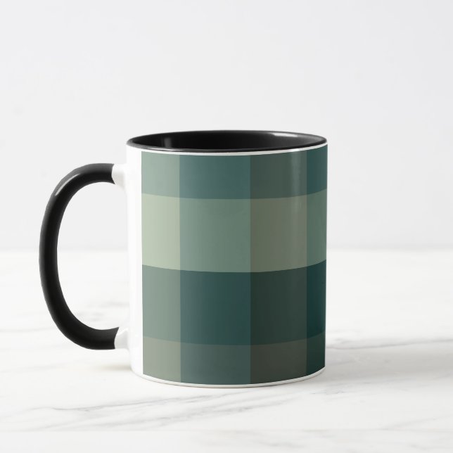 Green Gingham Check Plaid Design  Mug (Left)