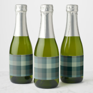 Green Gingham Check Plaid Design  Sparkling Wine Label