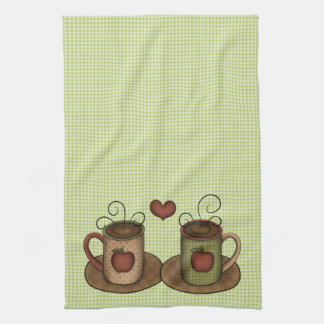 Green Gingham Coffee Time Kitchen Towel