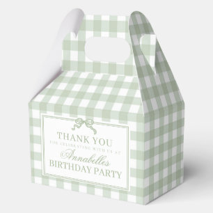 Green Gingham Coquette Bow Birthday Gable Favour Favor Box
