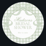 Green Gingham Coquette Bow Bridal Shower Seal<br><div class="desc">A charming blend of classic and coquette, this pastel gingham party collection brings a soft, preppy touch to your celebration. Featuring delicate gingham patterns paired with sweet bow accents, each piece is designed to create a light, feminine, and effortlessly polished party aesthetic. Perfect for showers, birthdays, and garden-inspired gatherings, this...</div>