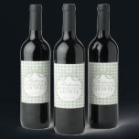 Green Gingham Coquette Bow Bridal Shower Wine Label<br><div class="desc">A charming blend of classic and coquette, this pastel gingham party collection brings a soft, preppy touch to your celebration. Featuring delicate gingham patterns paired with sweet bow accents, each piece is designed to create a light, feminine, and effortlessly polished party aesthetic. Perfect for showers, birthdays, and garden-inspired gatherings, this...</div>