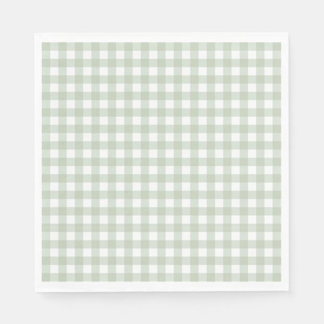 Green Gingham Coquette Bow Party Dessert Napkin (Front)