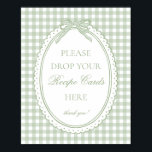 Green Gingham Coquette Bow Share a Recipe Poster<br><div class="desc">A charming blend of classic and coquette, this pastel gingham party collection brings a soft, preppy touch to your celebration. Featuring delicate gingham patterns paired with sweet bow accents, each piece is designed to create a light, feminine, and effortlessly polished party aesthetic. Perfect for showers, birthdays, and garden-inspired gatherings, this...</div>