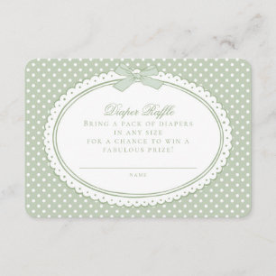 Green Gingham Coquette  Diaper Raffle Enclosure Card