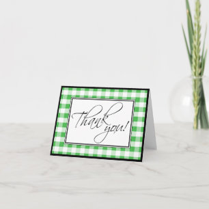 Green Gingham Custom Thank You Card