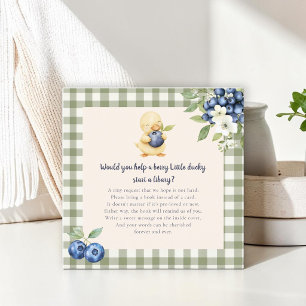 Green Gingham Duckling Baby Shower Book Request Ca Enclosure Card