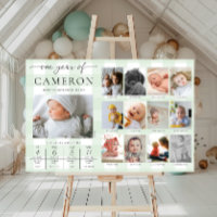 Green Gingham First Birthday Photo Milestone