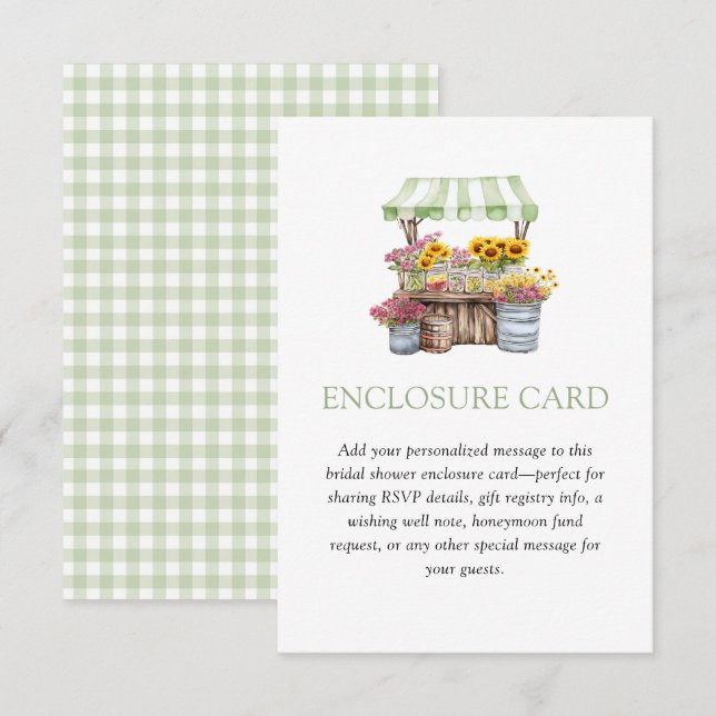 Green Gingham Fresh Off The Market Enclosure Card (Front/Back)