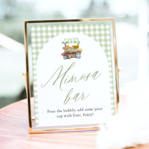 Green Gingham Fresh Off The Market Mimosa Sign