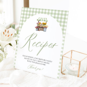 Green Gingham Fresh Off The Market Recipes Shower Pedestal Sign