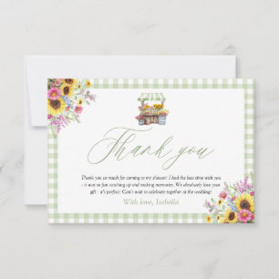 Green Gingham Fresh Off The Market Thank you Card