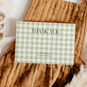 Green Gingham Gender Neutral Thank You Card