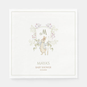 Green Gingham Gender Peter the Rabbit Baby Shower  Napkin