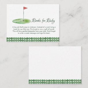 Green Gingham Golf Baby Shower Books for Baby Enclosure Card