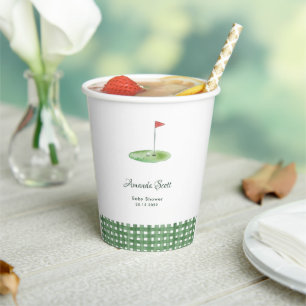 Green Gingham Golf Baby Shower Paper Cups