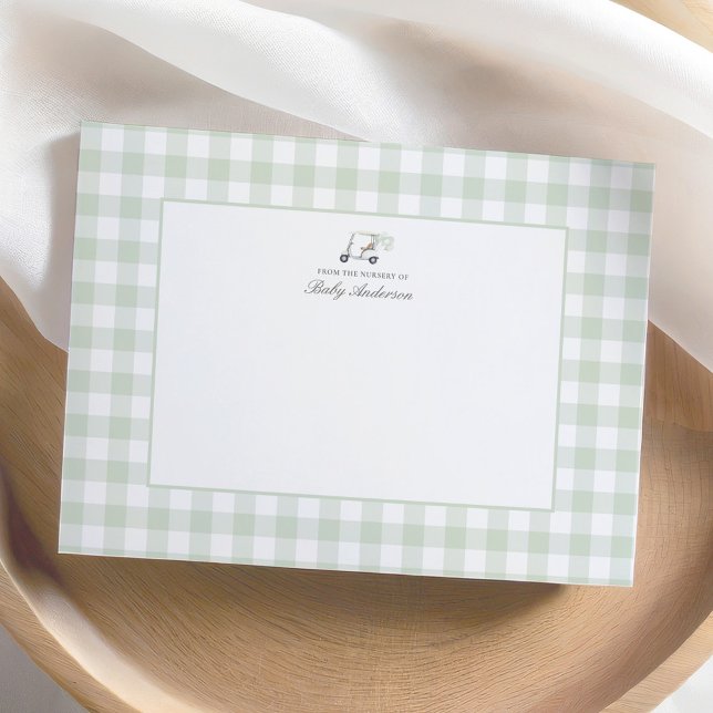 Green Gingham Golf Baby Shower Thank You Card (Creator Uploaded)