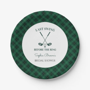 Green Gingham Golf Bridal Shower Paper Plate