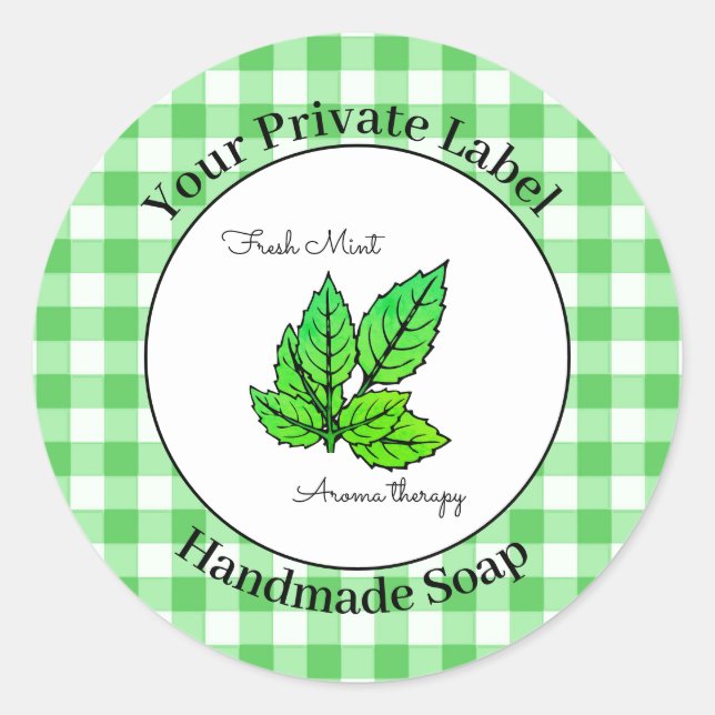 Green Gingham Handmade Soap Label (Front)