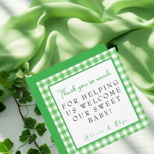 Green Gingham Labour & Delivery NICU Hospital  Thank You Card