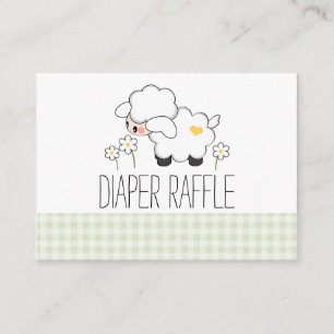 Green Gingham Lamb Diaper Raffle Tickets Enclosure Card