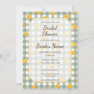 Green Gingham Lemon Picnic Plaid Shower Invitation