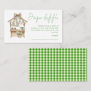 Green Gingham Market Diaper Raffle Baby Shower  Enclosure Card