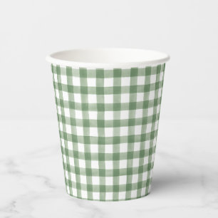 Green Gingham Paper cup