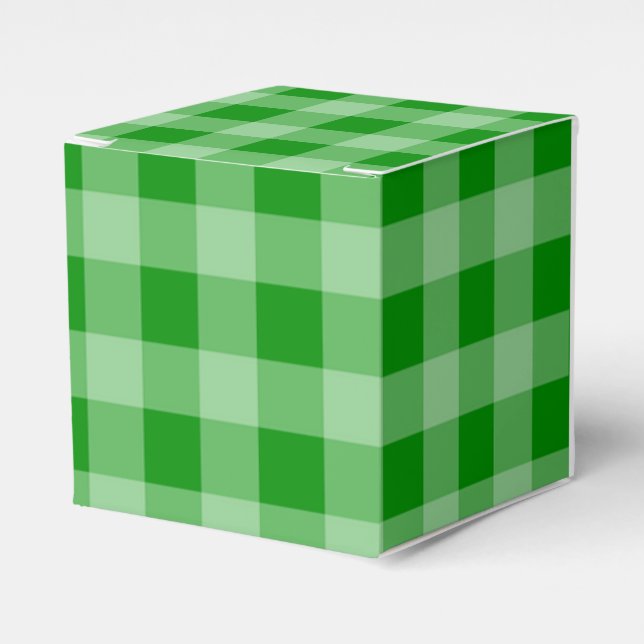 Green Gingham Pattern Favor Box (Front Side)
