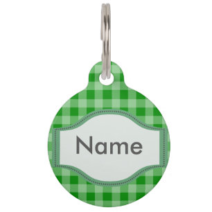 Green Gingham Pet Tag