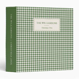 Green Gingham Plaid Custom Family Christmas Photo Binder
