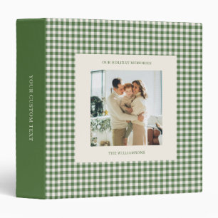 Green Gingham Plaid Custom Photo Holiday Memories Binder