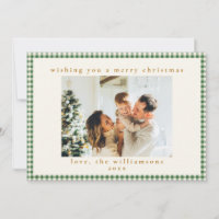 Green Gingham Plaid Custom Photo Letter Christmas